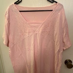 Pale Pink T-Shirt with Sequin Detail